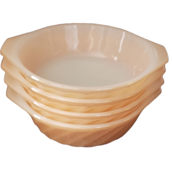 Anchor Hocking Other - Vintage Anchor Hocking Fire King Oven Ware 4 Small Glossy Swirl Golden Bowls